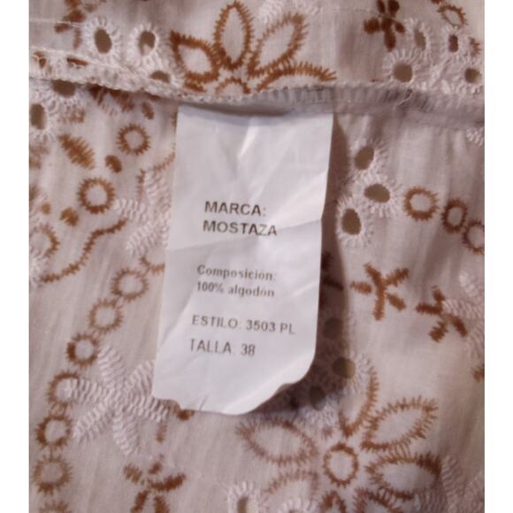 Mostaza Top Junior Girl Casual  Size Medium Color White and Brown - Picture 6 of 6